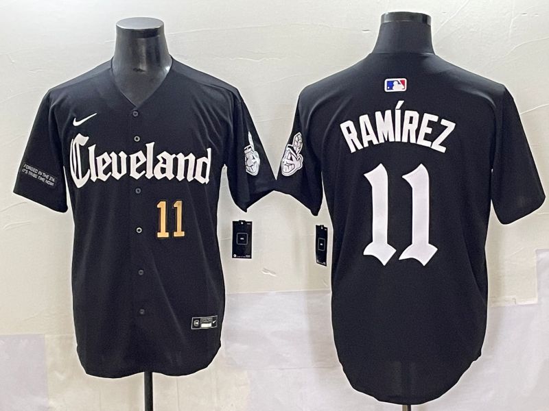 Men 2025 Cleveland Indians #11 Ramirez Black Five generations Joint Name Nike MLB Jersey style 7->cleveland indians->MLB Jersey
